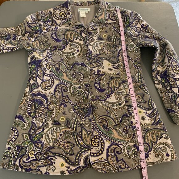 Coldwater Creek Womens S Blazer Coat Jacket Paisley Brown Work Office Topper - Picture 11 of 15